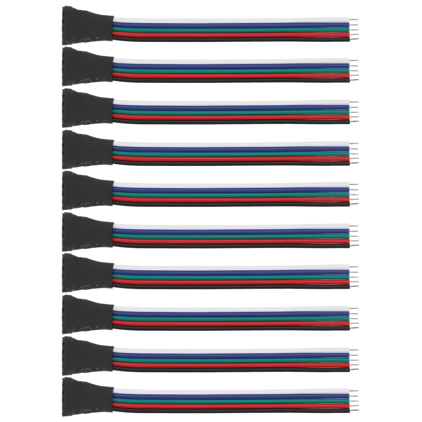 YINETTECH 10Pcs 5-Pin RGBW LED Connector 2.54mm Female Plug 25V for Light Strip 10cm