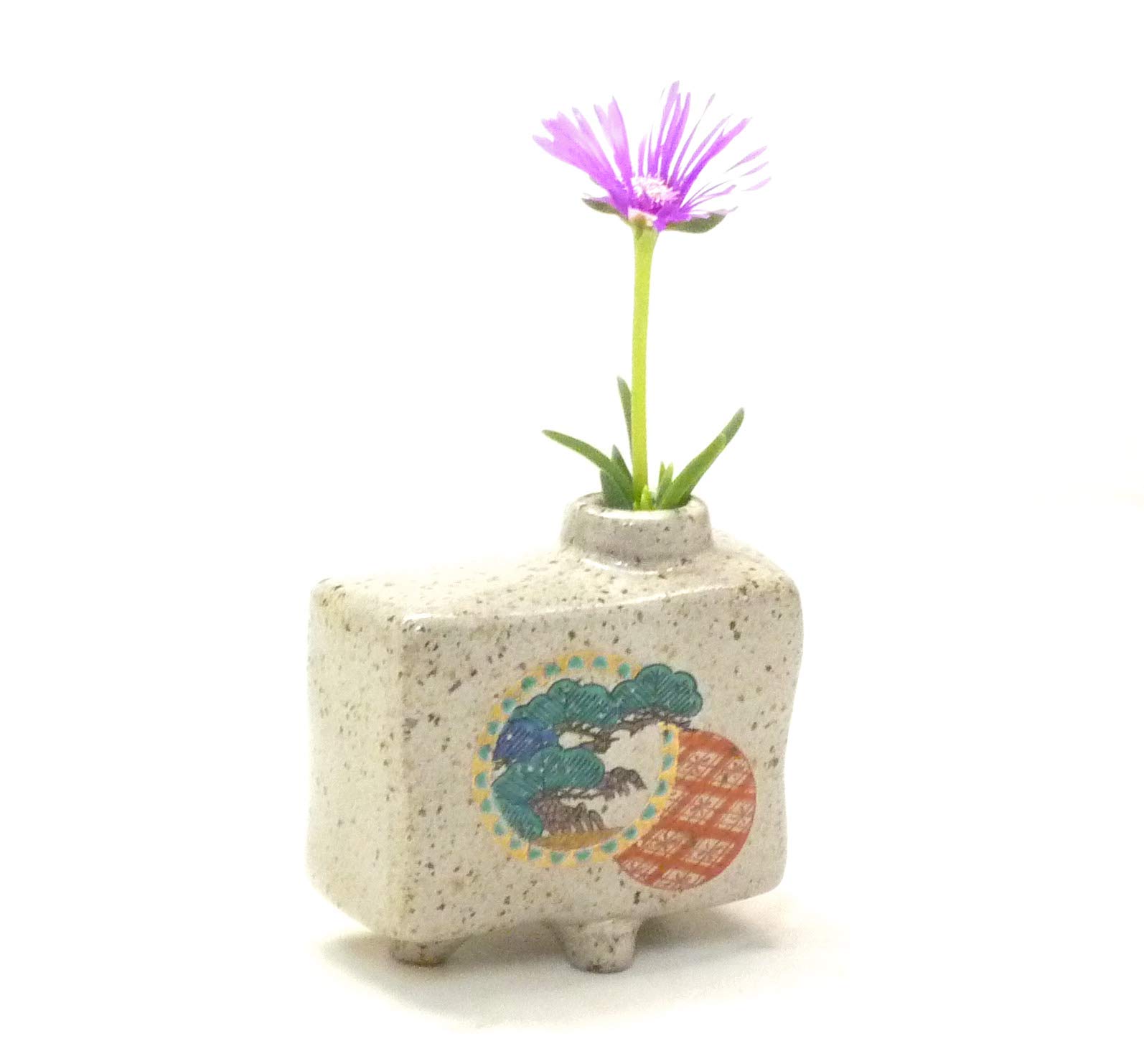 Kutani Hyakkaen Kutaniyaki Ware Flower Vase Pot kin-Maru shouchikubai