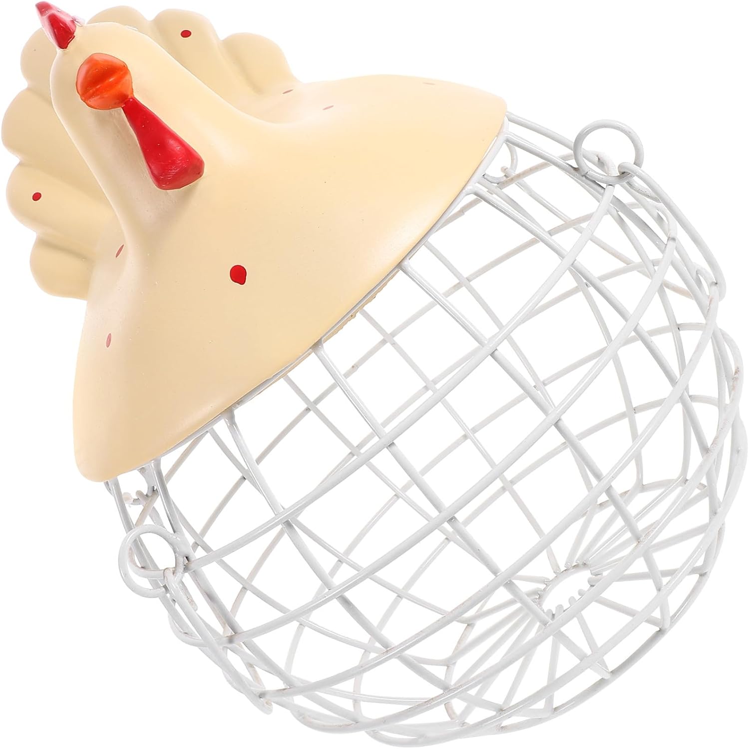 DOITOOL Iron Art Eggs Holder Basket Chicken Shape Egg Storage Organizer Metal Fruit Container for Kitchen Countertop Rustic Farmhouse Style Fruit Storage Random Color