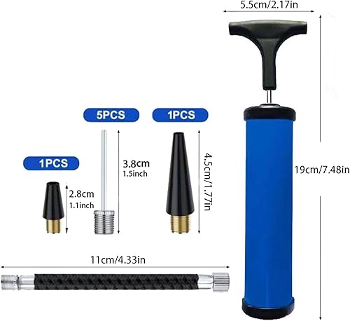 Miniatura 8 de Bombas de esfera ligeras Inflador de aire con boquilla de aguja Manguera de extensión Mano para baloncesto Fútbol Fútbol