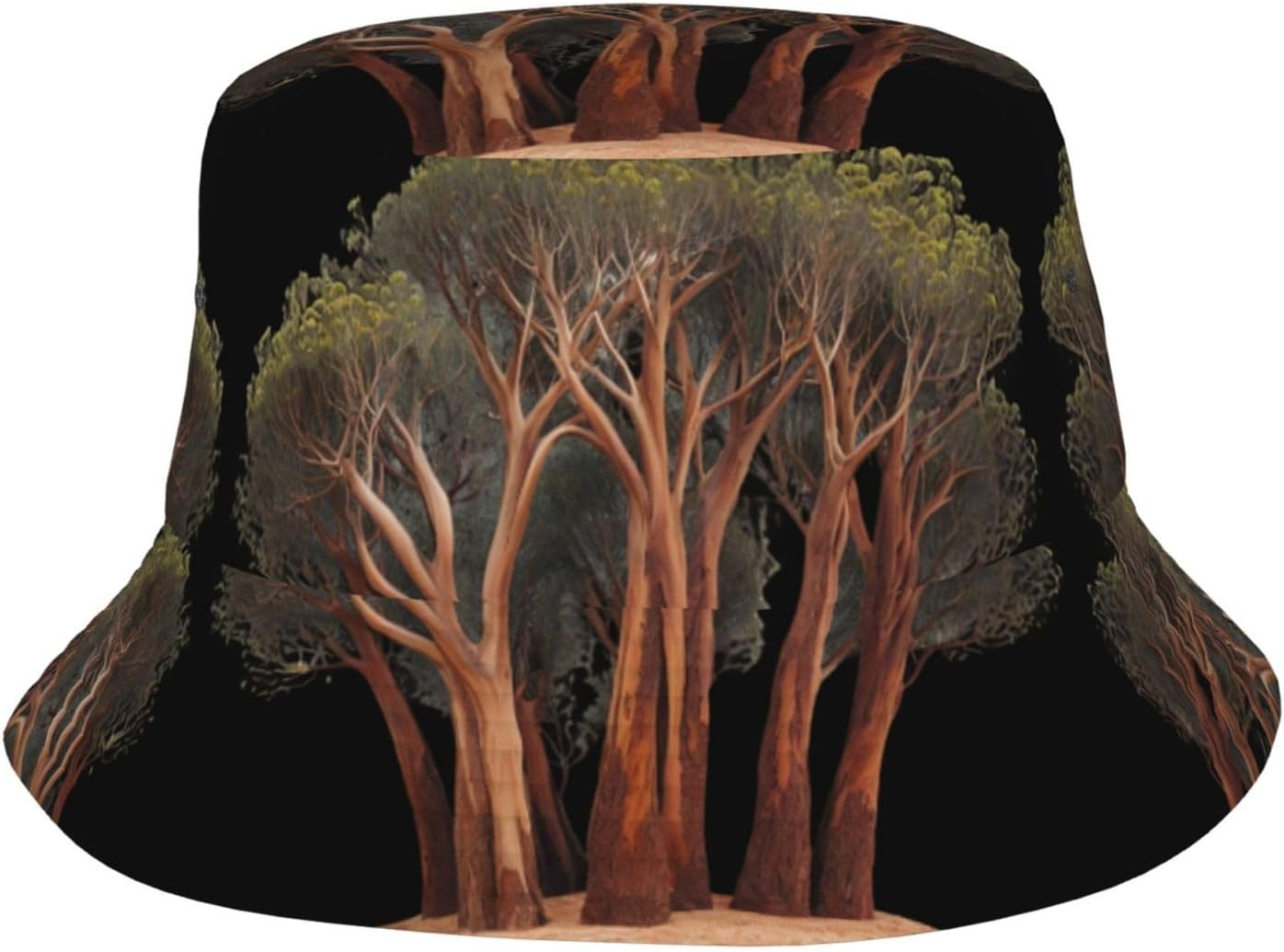 Unique Eucalyptus Prints Summer Outdoor Travel Bucket hat, a Beach Sun hat Suitable for Both Men and Women Black