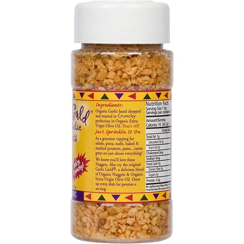 Miniatura 3 de Garlic Gold Nuggets, Gránulos de condimentos orgánicos tostados por USDA, sin sodio y sin MSG, tarro coctelera vegano de 2.1 onzas