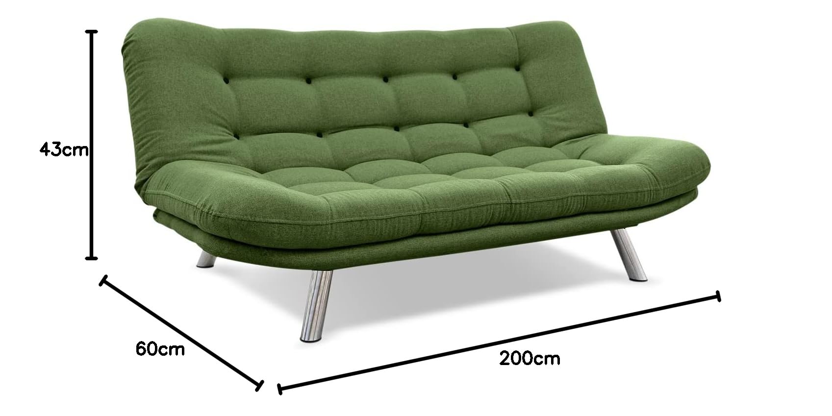 EVERGREENWEB - Divano clic clac trasformabile in comodo divano Letto con Materasso Futon | Moderno Divano Letto per Soggiorno, Studio, Salotto, Camera | Lea (Verde)