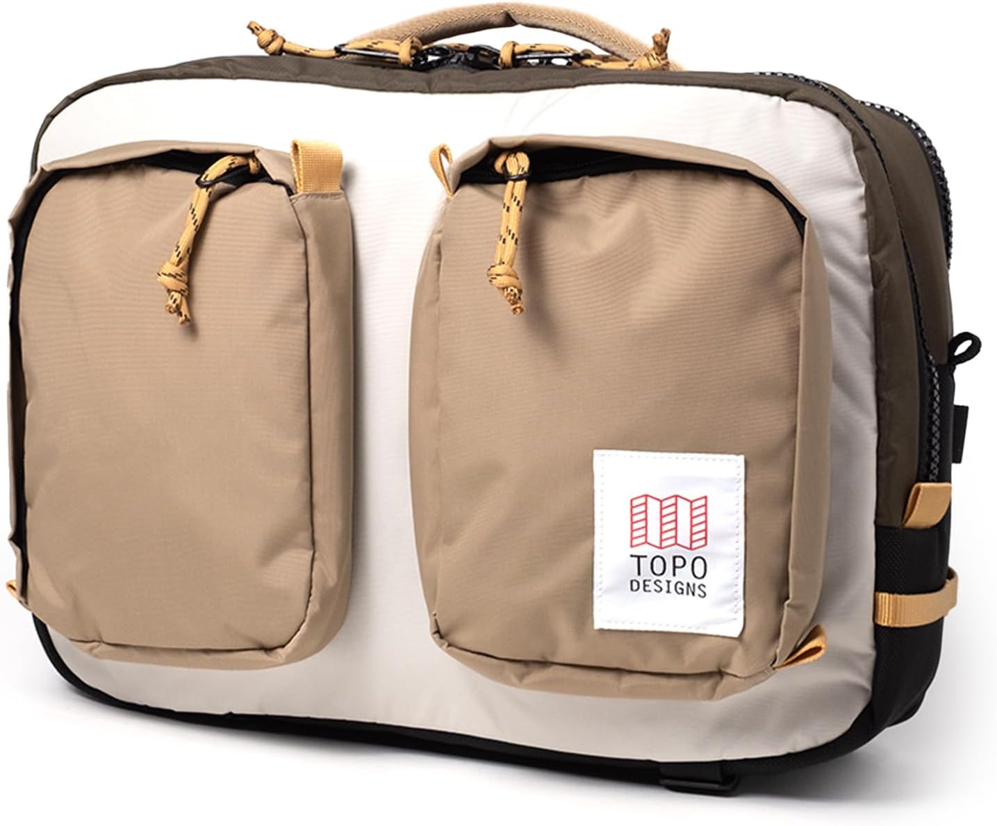 Topo Designs Global Briefcase - Bold Daily Carry Bag, Commute + Travel Pack, Personal Item Compliant, Laptop Sleeve, Removable Adjustable Shoulder Strap, Stowable Backpack Straps (Woodland/Elmwood)