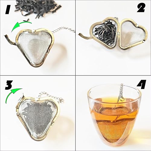 Miniatura 10 de 2 infusor de té, colador de té suelto en forma de corazón, infusor de té de hojas sueltas de acero inoxidable, infusor de té, bola de té, lindo