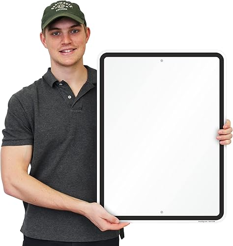 Miniatura 3 de SmartSign Letrero de metal en blanco de 24 x 18 pulgadas con borde, serigrafiado, aluminio laminado U52 de 80 mil a prueba de óxido, blanco y negro