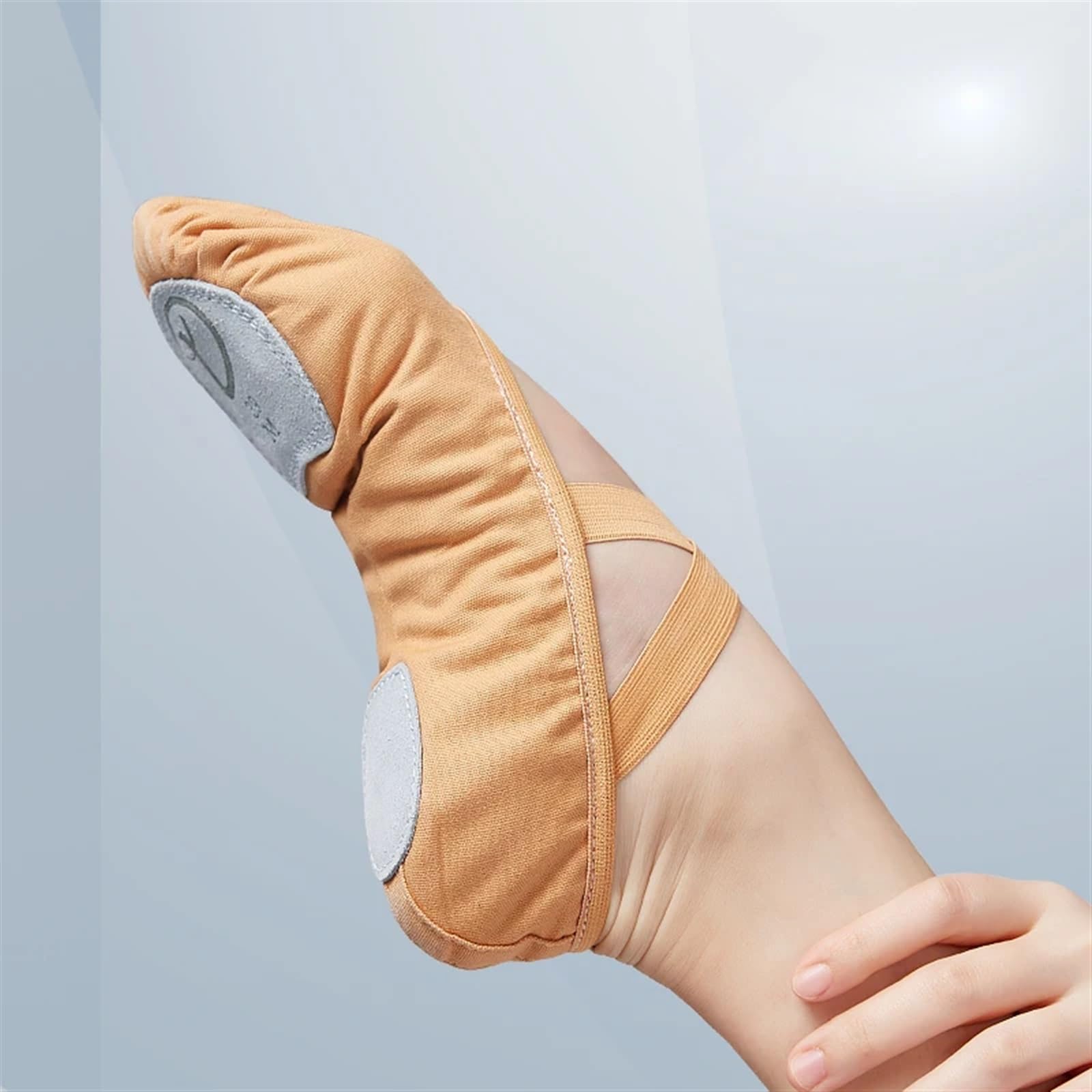 Ballettpantoffeln Ballettschuhe for Mädchen und Frauen, Gymnastikschuhe, Geteilte Sohle, Ballettschuhe, Canvas-Ballerinas, Kinder, Übungstanzschuhe(White,44)