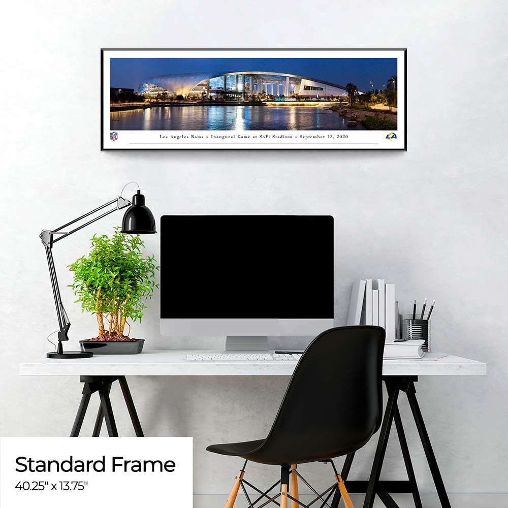 SoFi Stadium, Home of The LA Rams - 44x18-inch Double Mat, Deluxe Framed Picture by Blakeway Panoramas : Sports & Outdoors