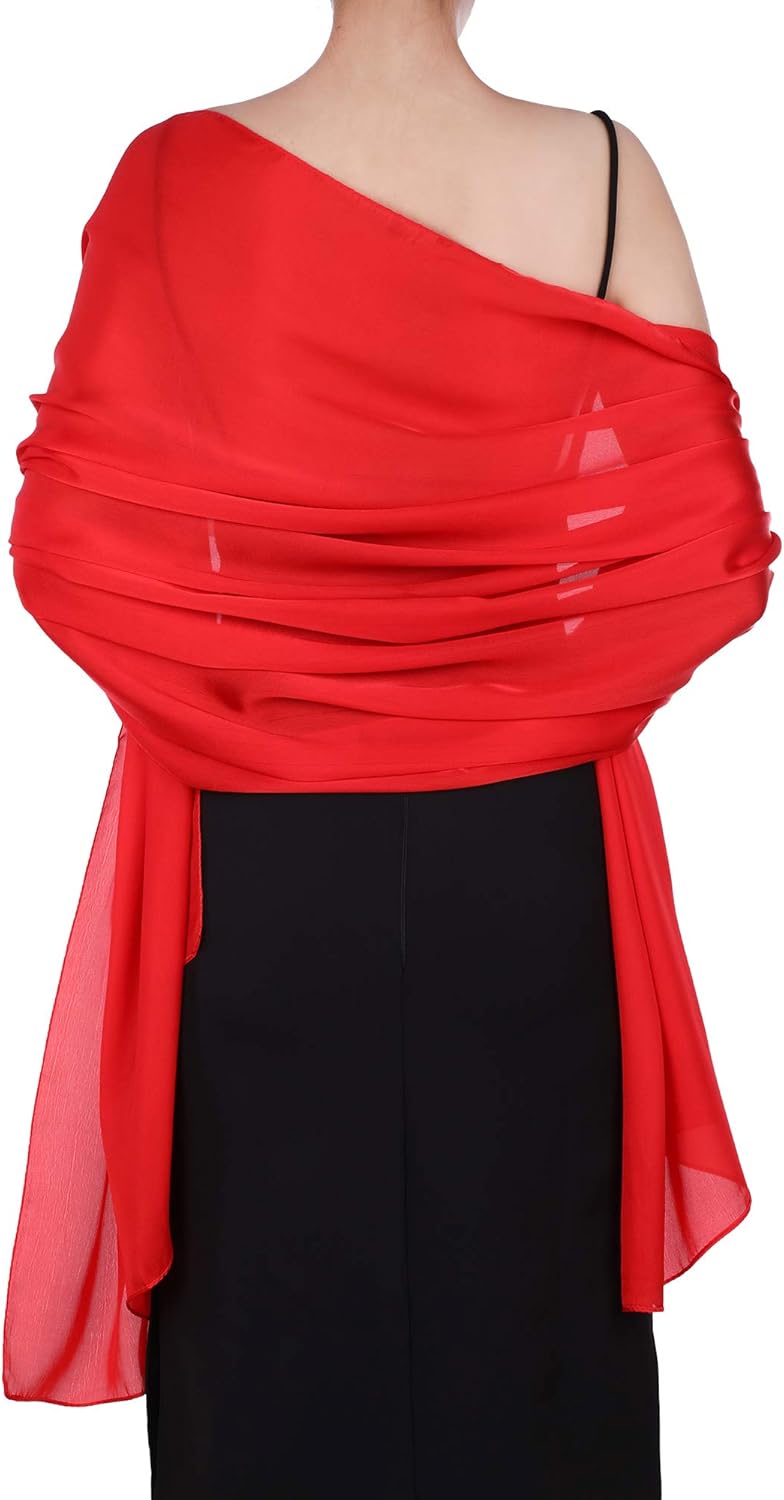 Boao Women Soft Long Satin Shawl Wrap Light Sheer Scarf for Wedding Party Evening Dress Formal Occasion Accessory