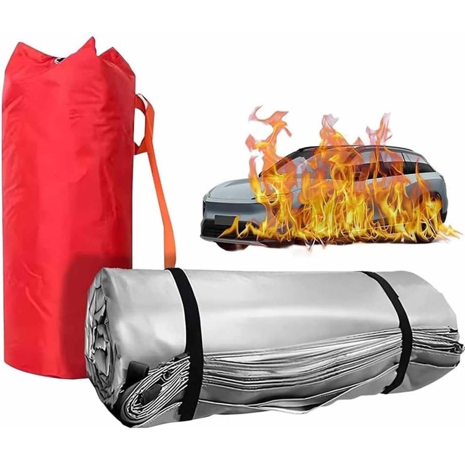 Manta Ignífuga De Emergencia Para Coches Y Vehículos Eléctricos, Aislamiento Térmico De Fibra De Vidrio/Paño De Silicona, Fácil De Instalar, Ideal Para Camiones Y Suv | Fiberglass Cloth,2 x 3 m