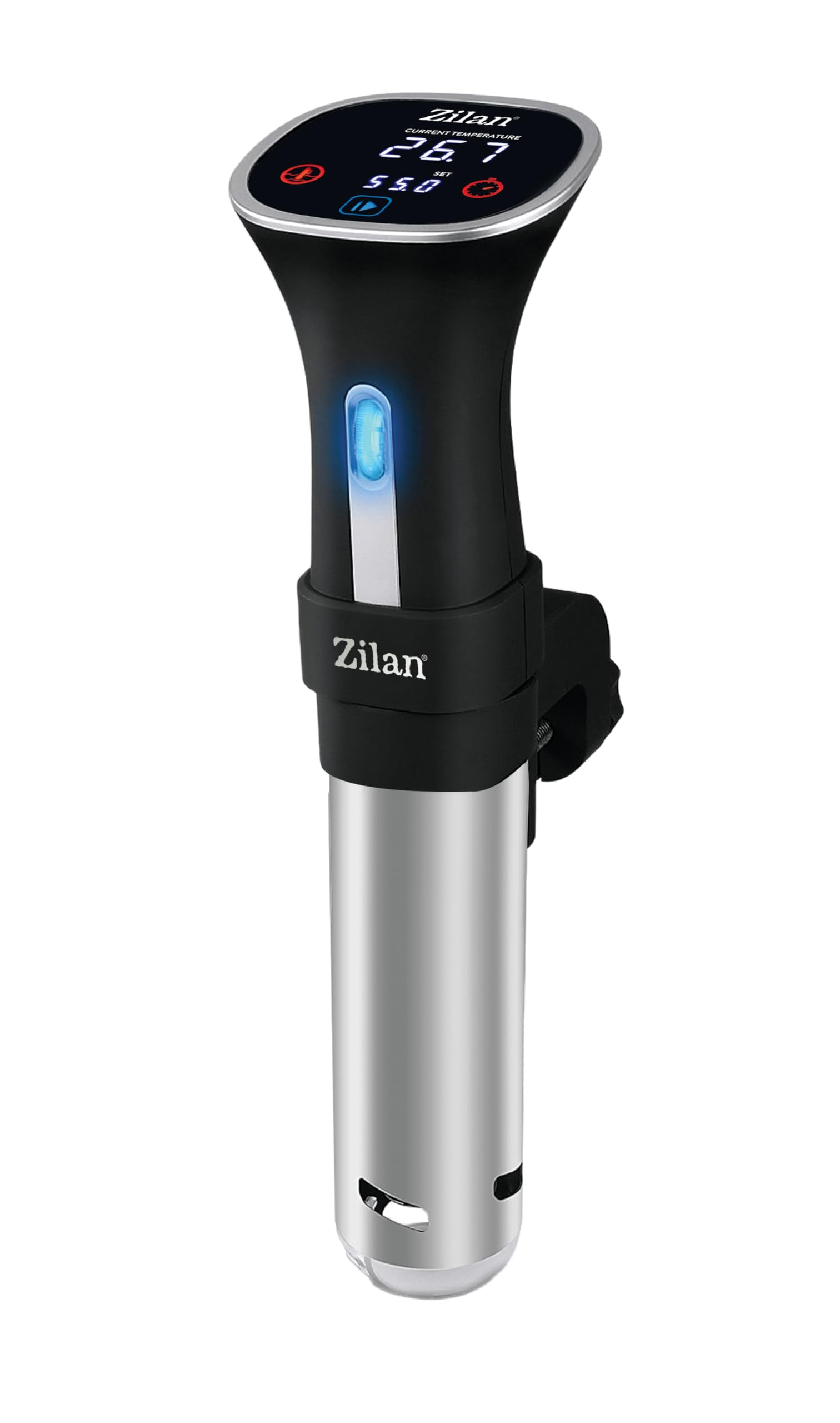 Zilan Cuiseur Sous-Vide de Précision 800 W – Minuterie 99 h, Réglage Température 20–100 °C par Incréments de 0,5 °C, Écran LED Tactile, Noir et Argent