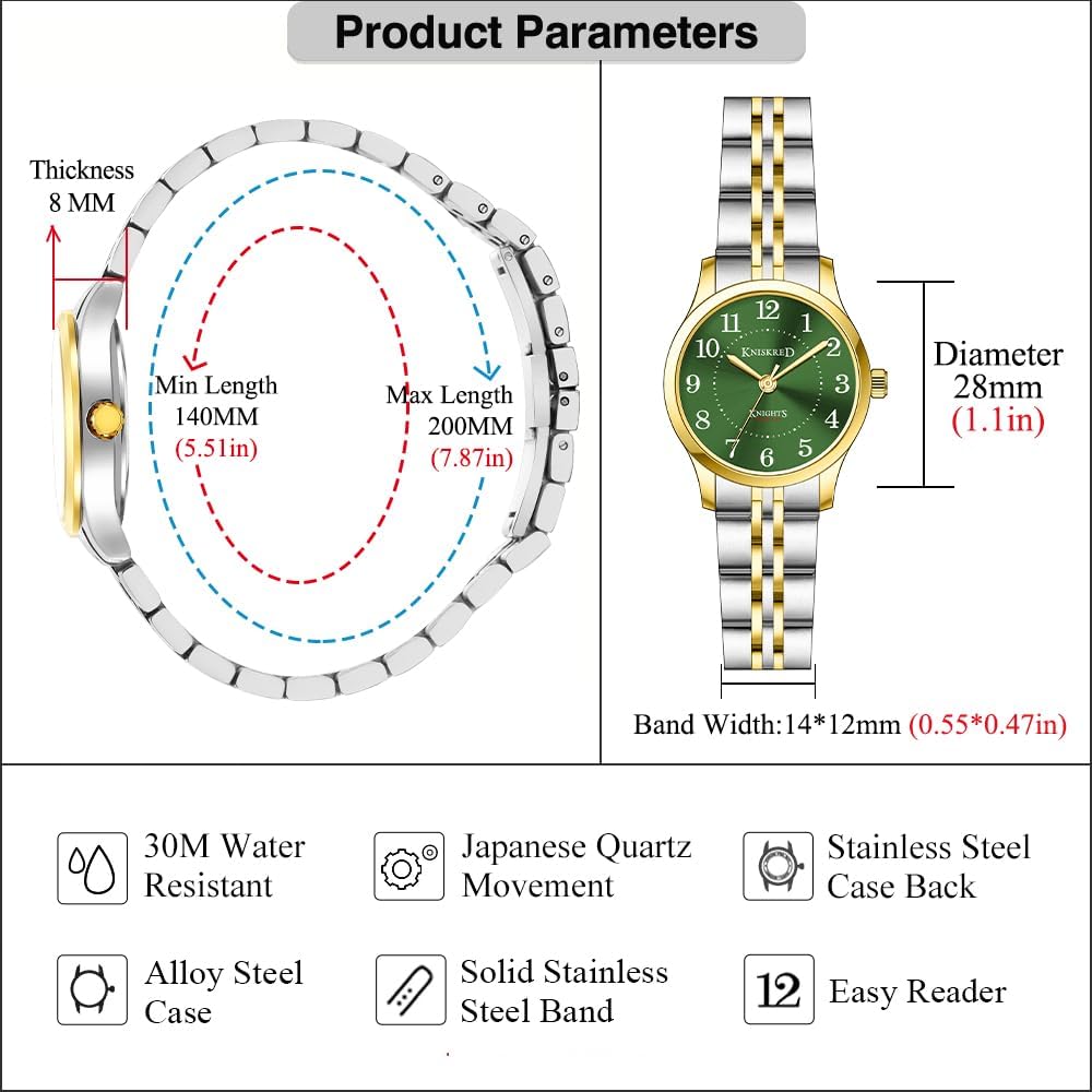 Easy Reader Watch for Women with Solid Stainless Steel Band Ladies Dress Watch Water Resistant - Image 6