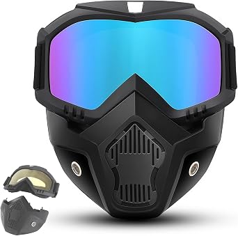 Detachable Full Face Goggle Mask, 2027 New Riding and Cutting, Anti-UV, Dust, Fog HD Lens, Large Viewing Hood
