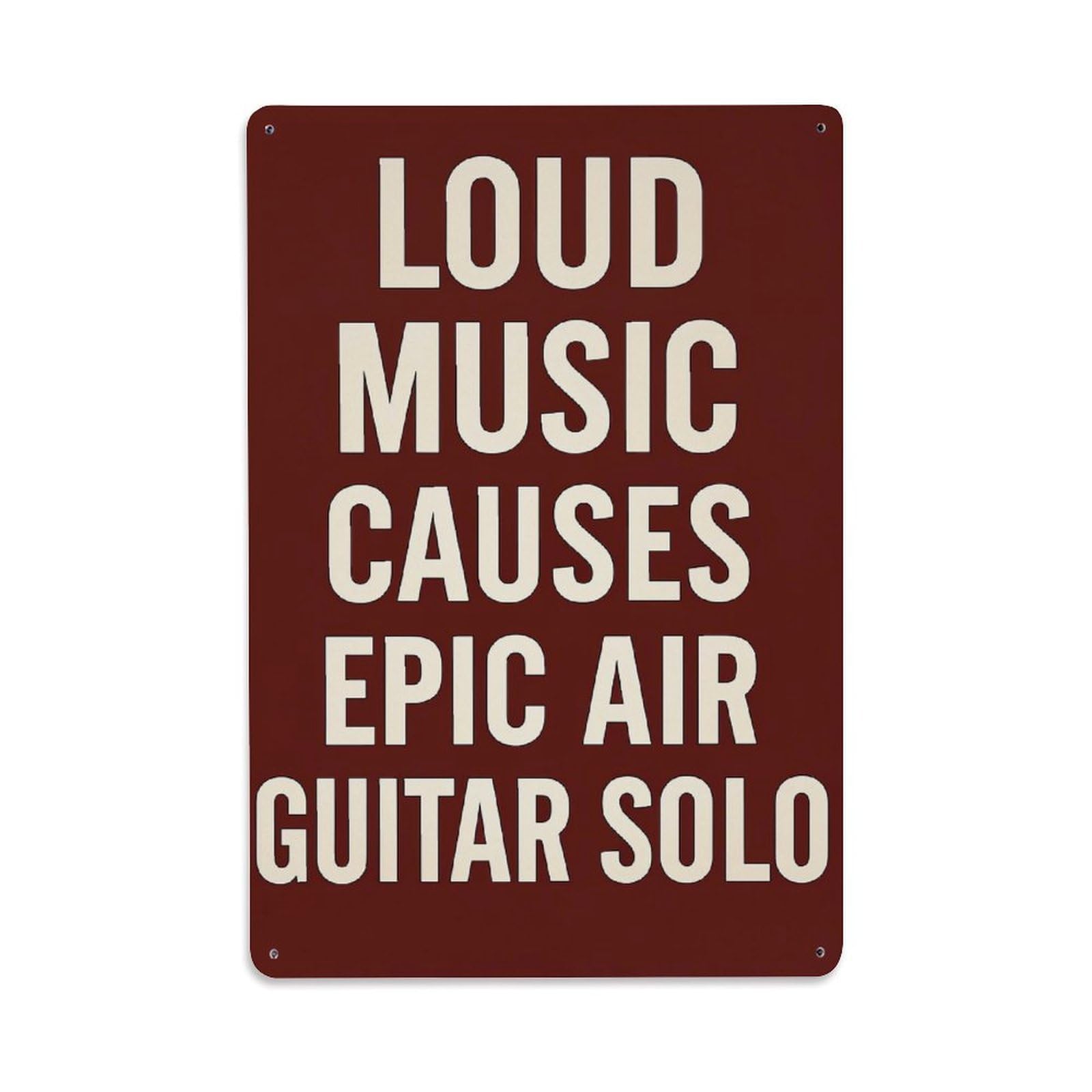 Jdfenggu Vintage Loud Music Causes Epic Air Guitar Solo Retro Metal Tin Sign, Metal Poster For Bar, Home, Man Cave, Kitchen, Laundry Room Art Decor 8X12 Inch