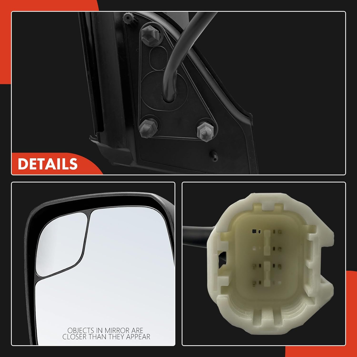A-Premium Pair (2) Driver and Passenger Side Power Door Mirror - Compatible with Nissan NV200 2013-2021 & Chevrolet City Express 2015-2018 - Heated Manual Folding Black Outside Rear View Mirror