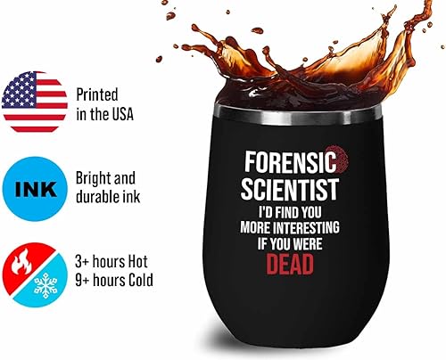 Miniatura 4 de Crime Forensics Black Edition Vaso de vino de 12 onzas – I'd Find You More Interesting – Detective Crime Scene Investigator Criminologist Degree