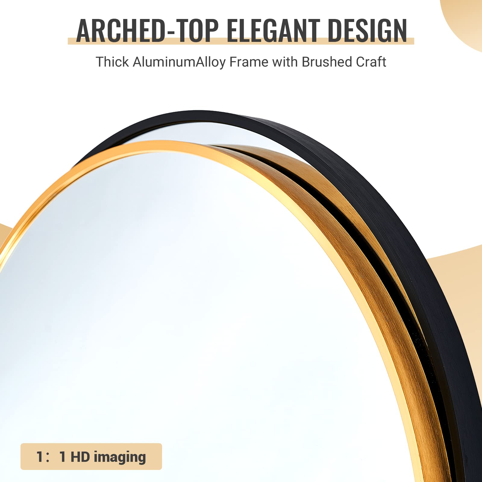 SONGMICS Specchio A Figura Intera, 150 X 40 Cm, Specchio Da Terra Ad Arco Con Supporto, Cornice In Lega Di Alluminio, Vetro Temperato, Camera Da Letto Soggiorno, Oro Pallido LFM035AB01