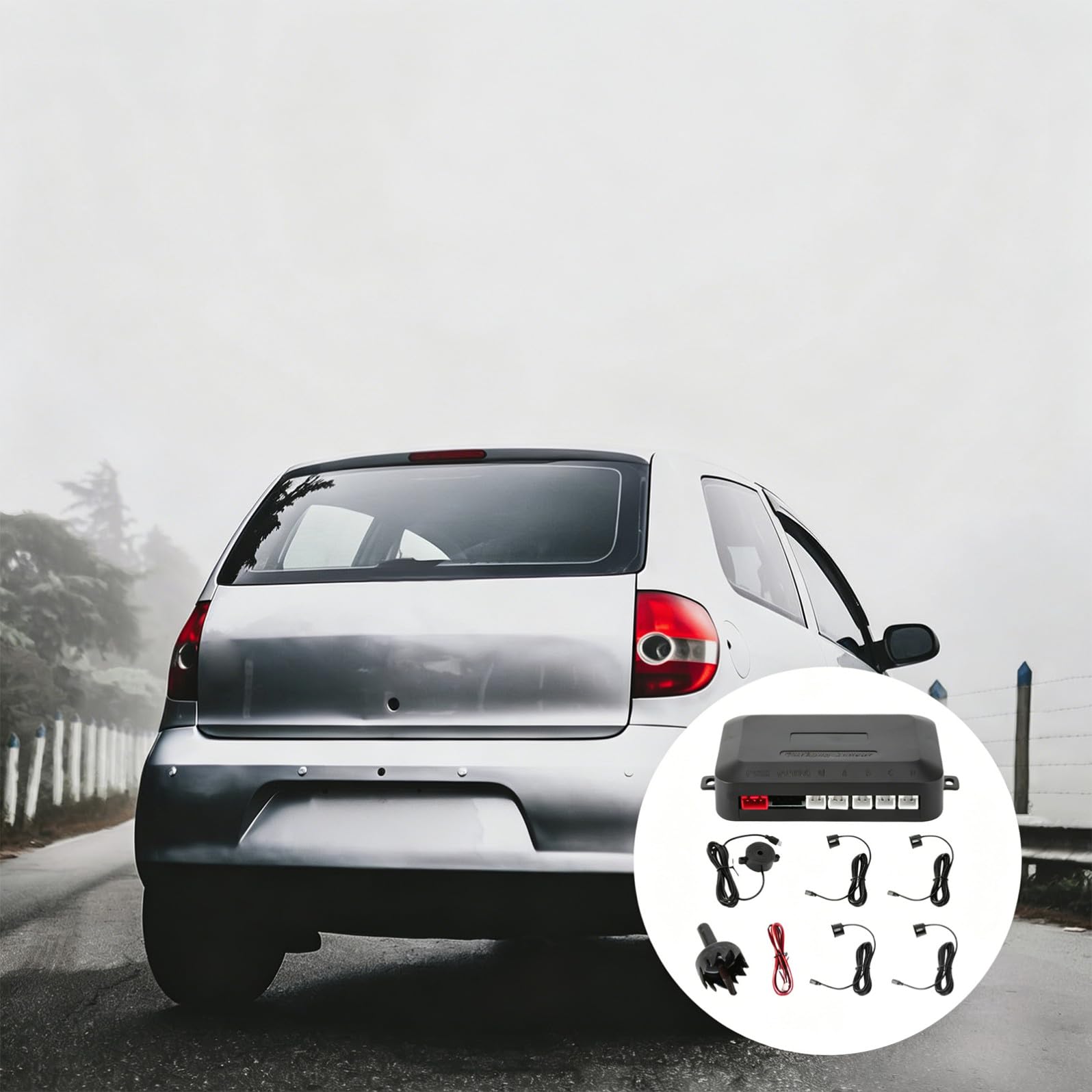 Sensori di Parcheggio Auto Ldfm01 con 4 Sensori Neri Abs | Configurazione a 4 Sensori, Doppia CPU e Chipset Avanzato, Rilevamento in Retromarcia per Auto
