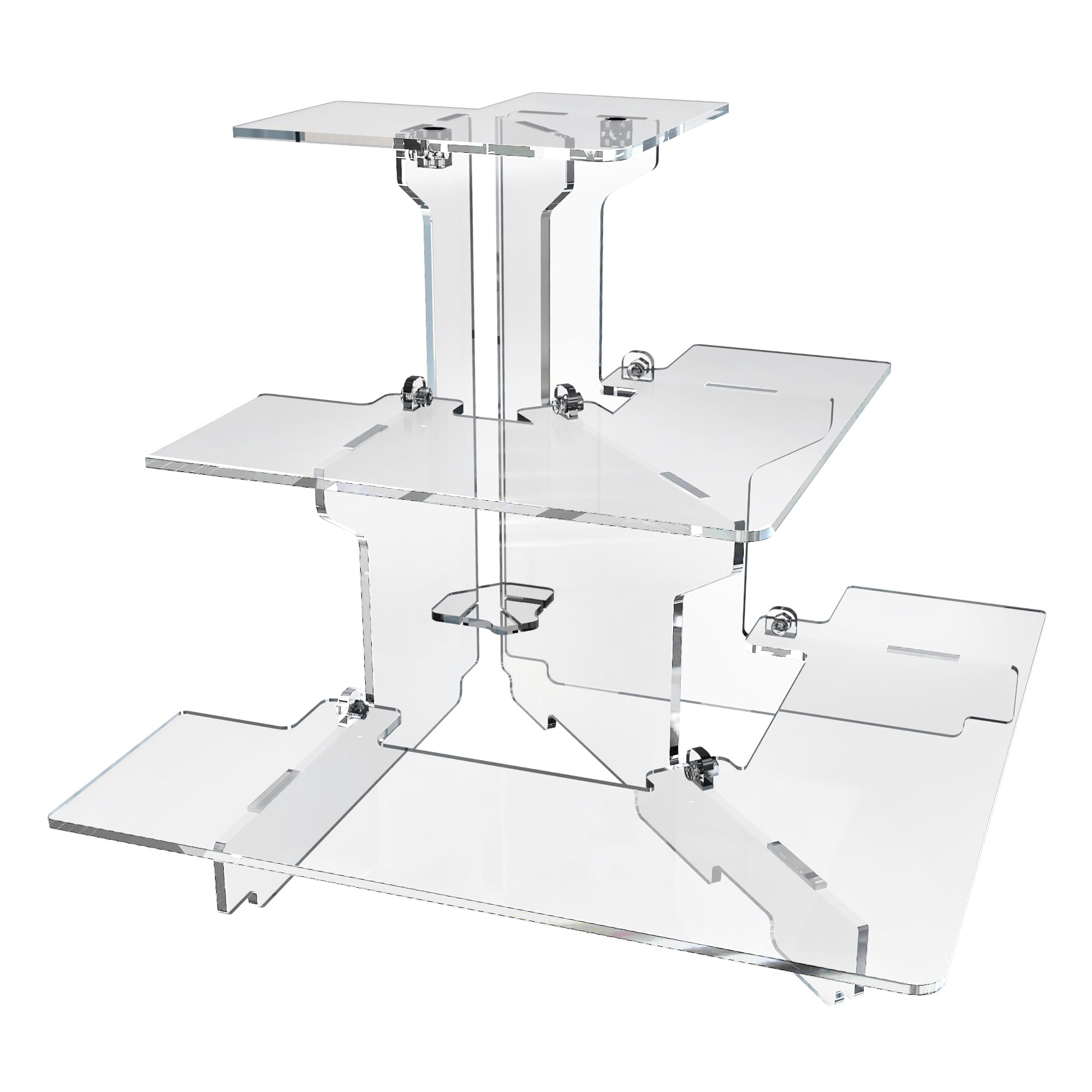 Acrylic Riser Display Shelf for Amiibo Funko POP Figures,Perfume & Cologne Organizer,3 Tier Cupcake Stand Desserts Holder,Crystals Collectibles Decoration on Tabletop (L-Shaped Display Platform)