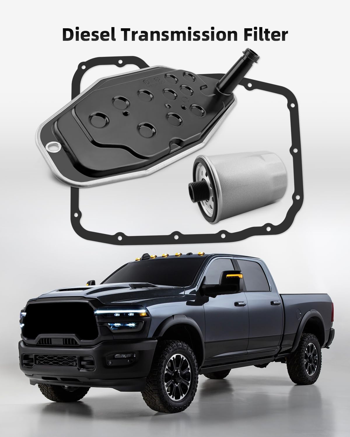 5013470AC Transmission Oil Pan Kit with 4WD Trans Oil Filter Fit for 2007.5-2023 Ram 6.7L 2500, 3500 with 68RFE Transmission, Etc