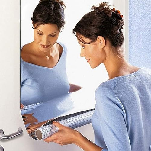 Hoja de espejo flexible de 19 x 39 pulgadas, autoadhesivas, rollo de papel para manualidades, hoja de espejo cortable, azulejos de espejo de