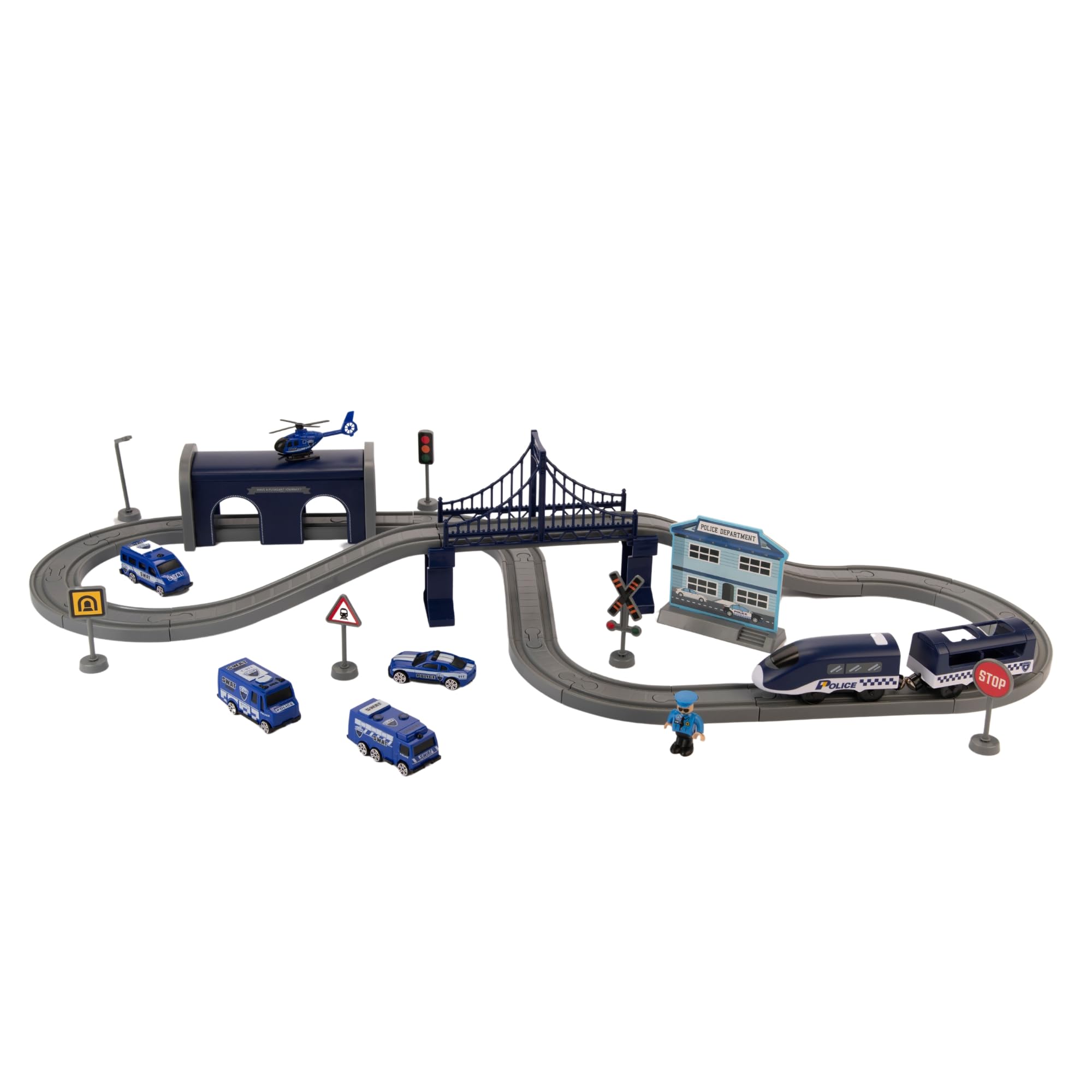 Emergency Rescue Train Playset, Red, H15cm x W39cm x D83.5cm
