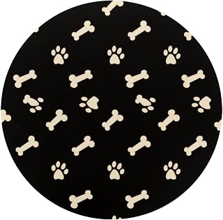 Round Mouse Pad for Women Men, 10’’ Round Desk Pad Mousepad Non-Slip Rubber Base, Office Home Laptop Accessories, Bone and Dog Paw Pattern