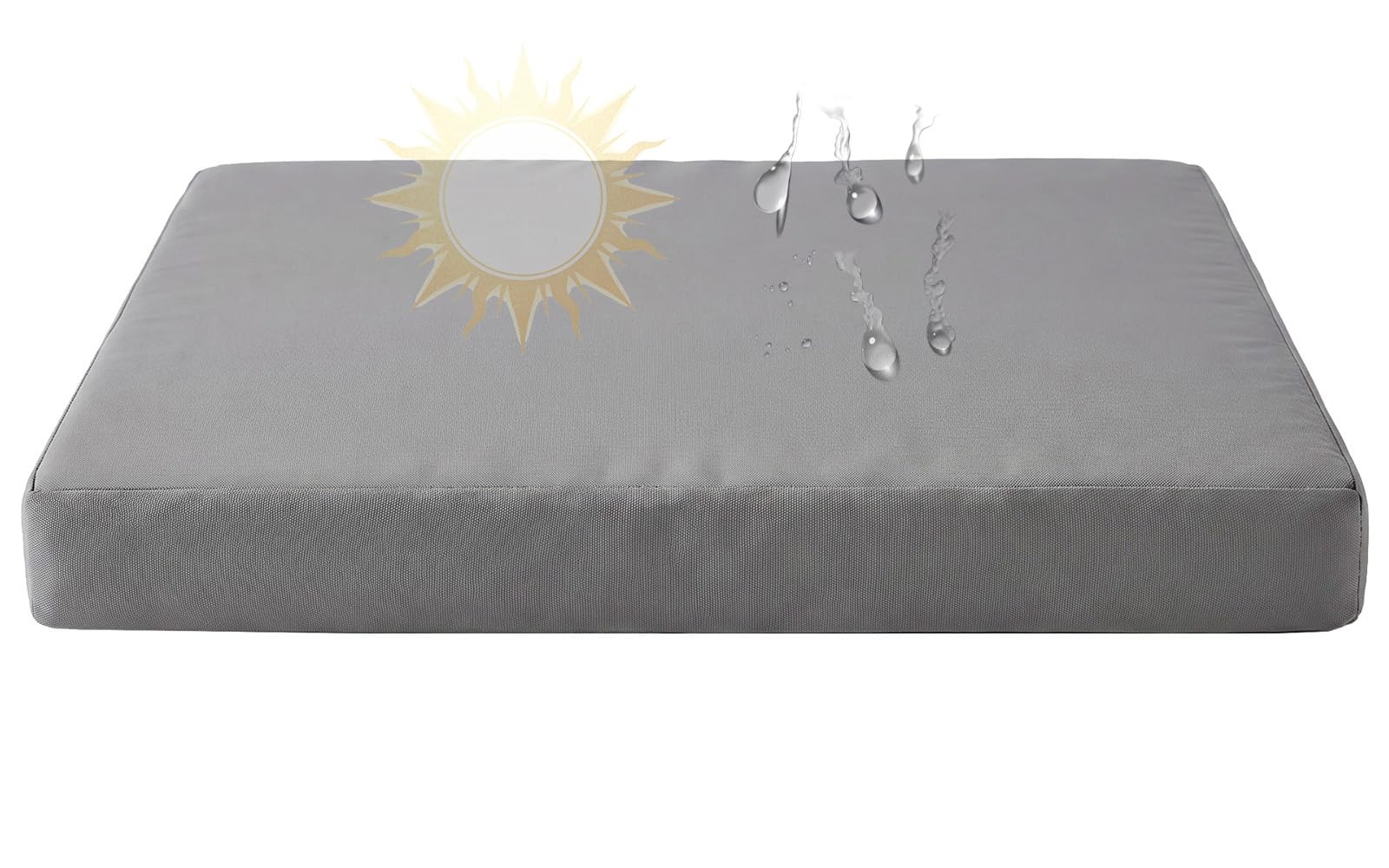 Miecoae Bench Seat Cushion Outdoor Floral Waterproof 80%, Indoor Replacement Patio Furniture Long Cushion with Filling, Bench Seat Pad for Porch Swing Garden Sofa Settee(Grey,200x25 cm 79x10 in)
