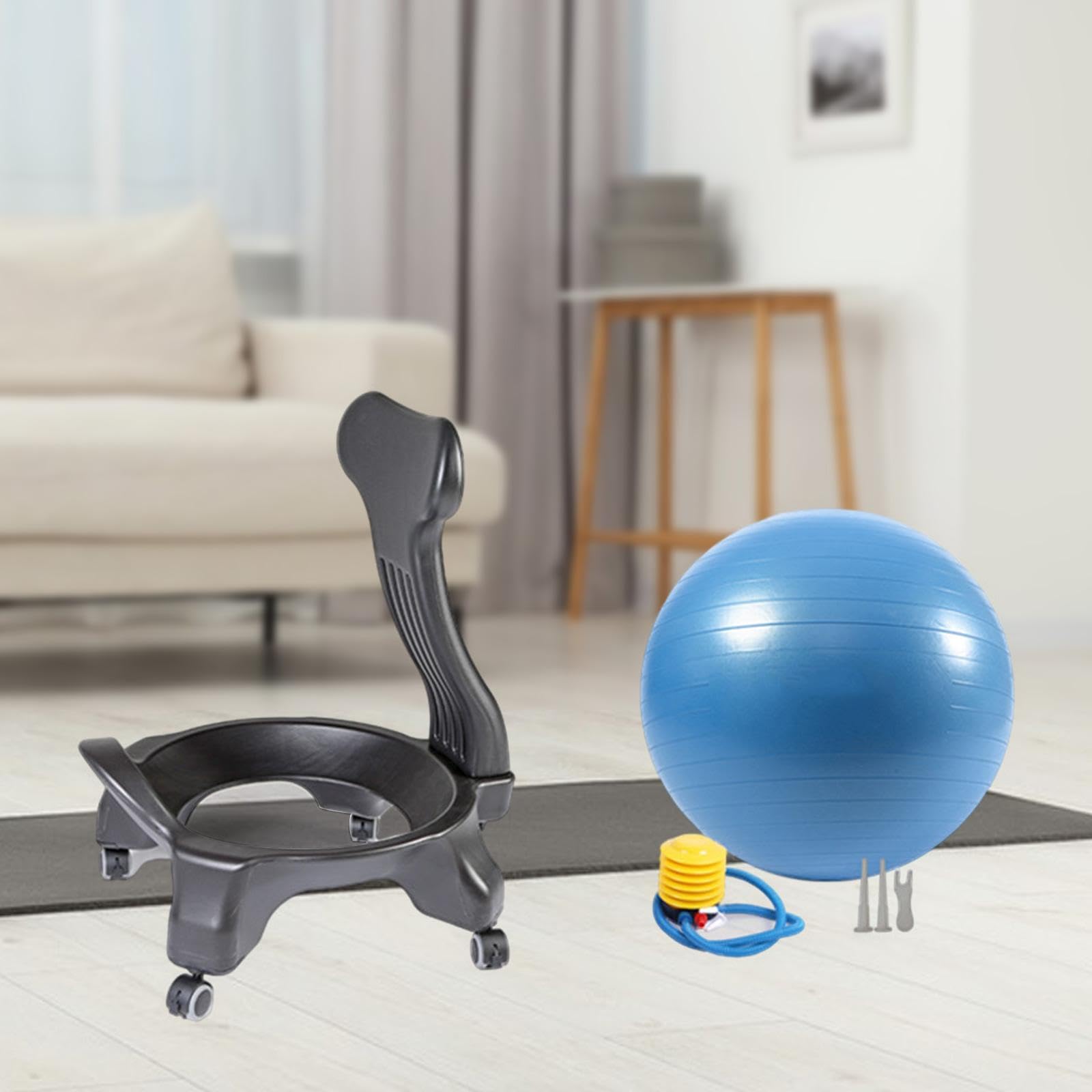 Chaise De Bureau Ballon Ergonomique - Chaise Yoga Avec Balle Anti-éclatement - Améliore Posture Et Soulage Le Dos - Capacité 300kg - 4
