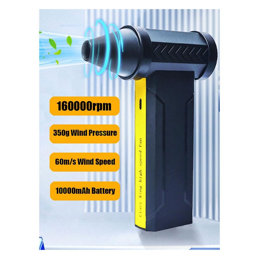 F16 Souffleur d'air 60 M/S Mini Ventilateur Turbo sans Balais pour Sèche-Linge de Voiture/PC/Souffleur de Conduit Industriel Domestique 16 000 /Min