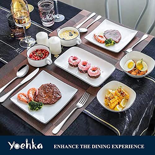 60 Pieces Silverware Set Service for 12, Yoehka Stainless Steel Flatware Cutlery Set for Home and Restaurant, Durable Mirror Polished Eating Tableware Set Include Knife Fork Spoon, Dishwasher Safe