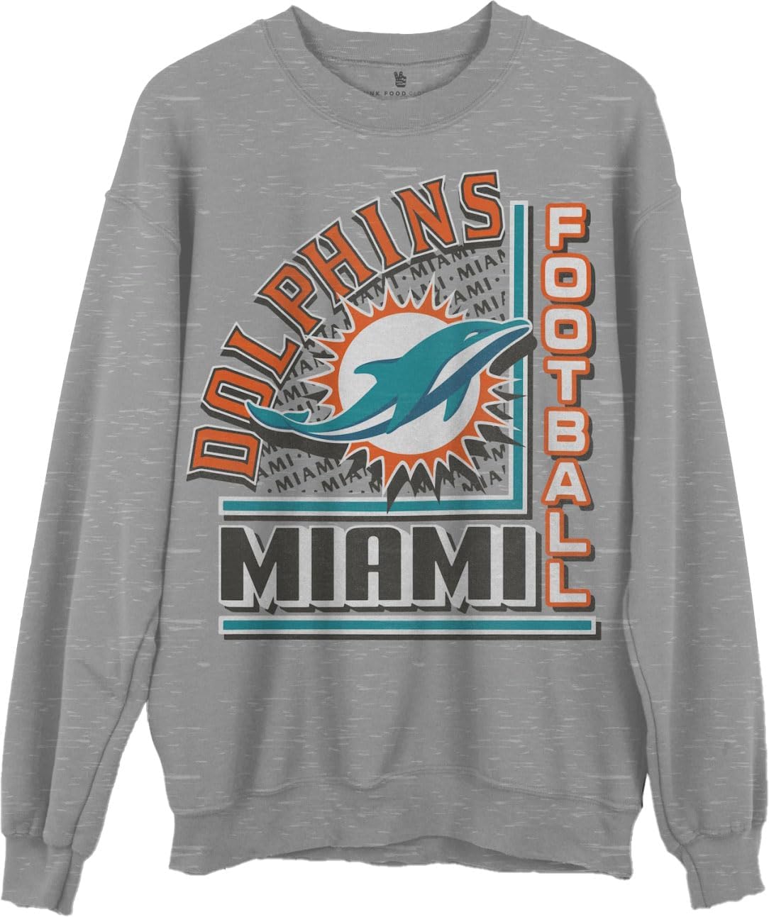 Junk Food - Unisex Dolphins Backfield Crew Top, Color Heather Gray, Size: XX-Large