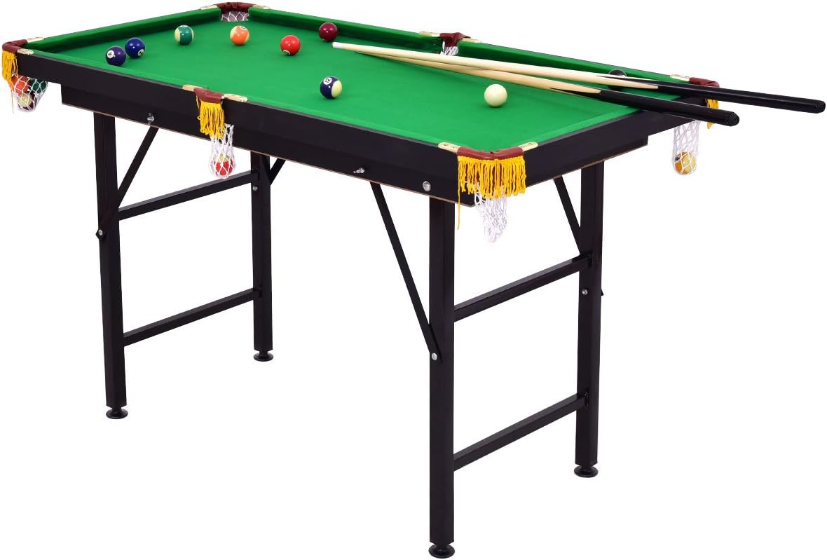 Costzon 47" Folding Billiard Table, Pool Game Table Includes Balls, Cues, Triangle, Chalk, Brush for Kids, Multipurpose Game Table for Parties & Family Gatherings (Black & Green) : Sports & Outdoors