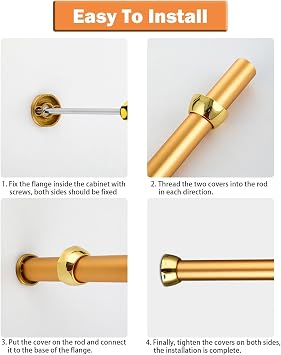 Closet Rod 13 15 17 19 15 29 33 37 41 45 49 53 57 61 69 71 75 81 91 Inch Long, Round Wardrobe Pole for Hanging Heavy Duty Clothes, Load 220lbs, Sockets Included