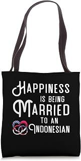 Indonesian Flag Wedding Rings Heart Marriage Indonesia Tote Bag