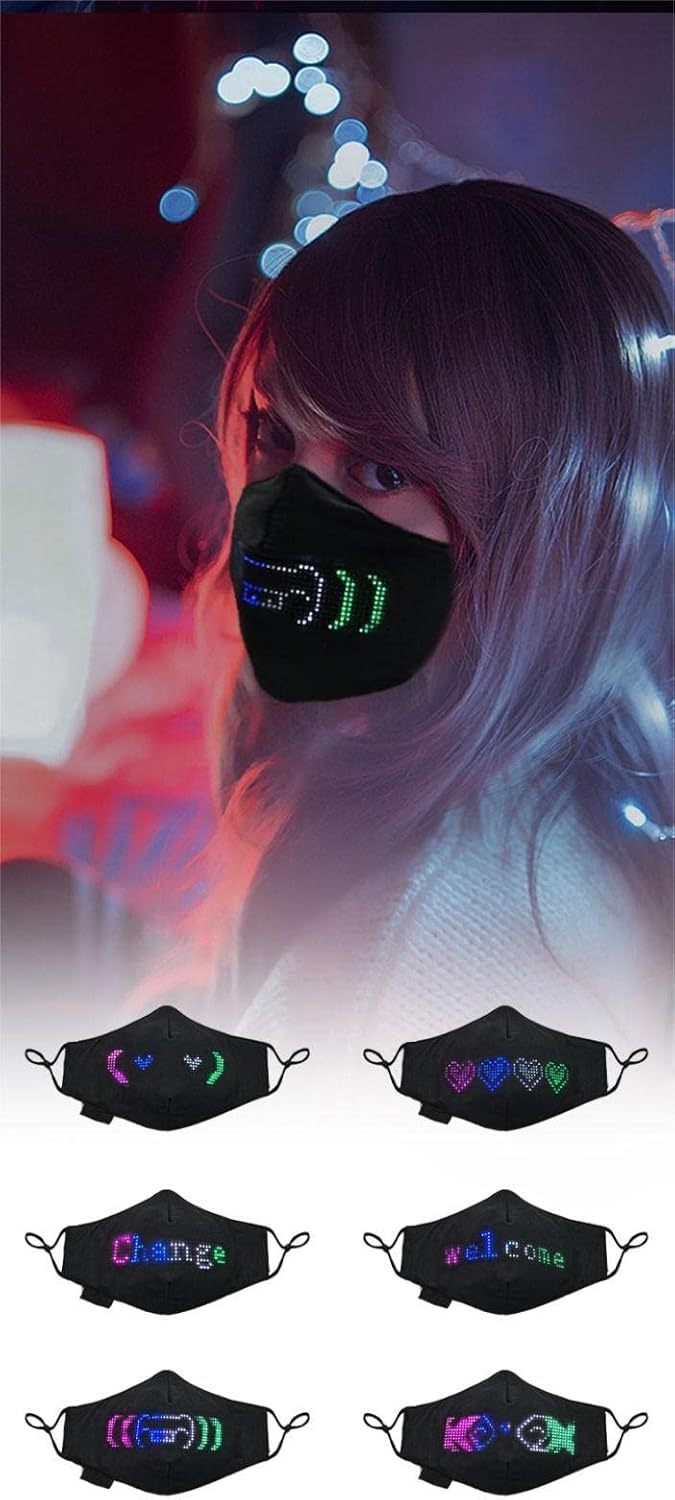 DIY Programmable LED Face Mask,Personalized Light Up Mask Beating to The Music,Nine Languages can be Entered. DIY Programmable LED Face Mask,Personalized Light Up Mask Beating to The Music,Nine Languages can be Entered.