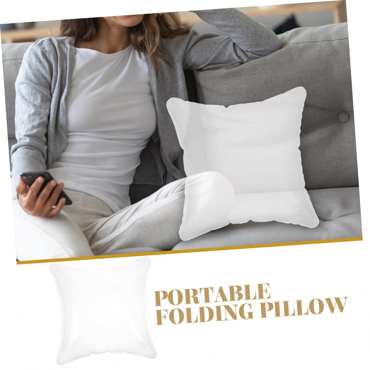 Almohada Inflable para Viaje y Camping Cojín Portátil De Transparente para Descanso Coche y Aire