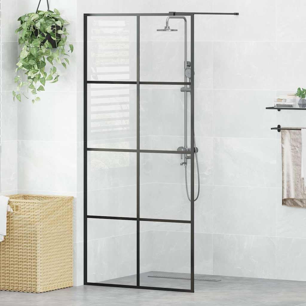 Mampara de ducha de cristal templado (90 x 195 cm), color negro