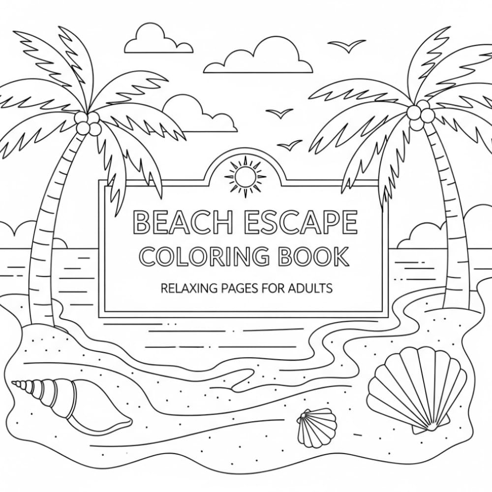 Beach Escape Coloring Book, Relaxing Pages for Adults: Adult Coloring Book for Stress Relief