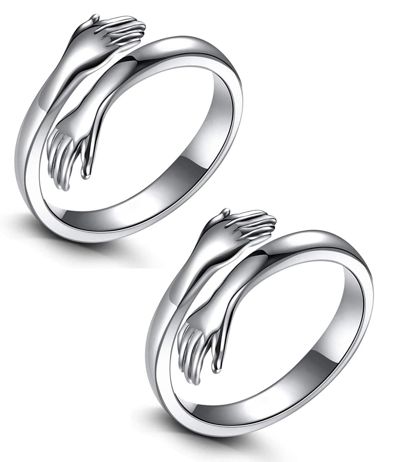 Uniqon Set Of 2 Stainless Steel Love Forever Silver Color Valentines Day Romantic Love Couple Promise Embrace Statement Anniversary Adjustable Hand Hug Me Thumb Finger Ring (B0B7S5R9QJ) Amazon Price History, Amazon Price Tracker