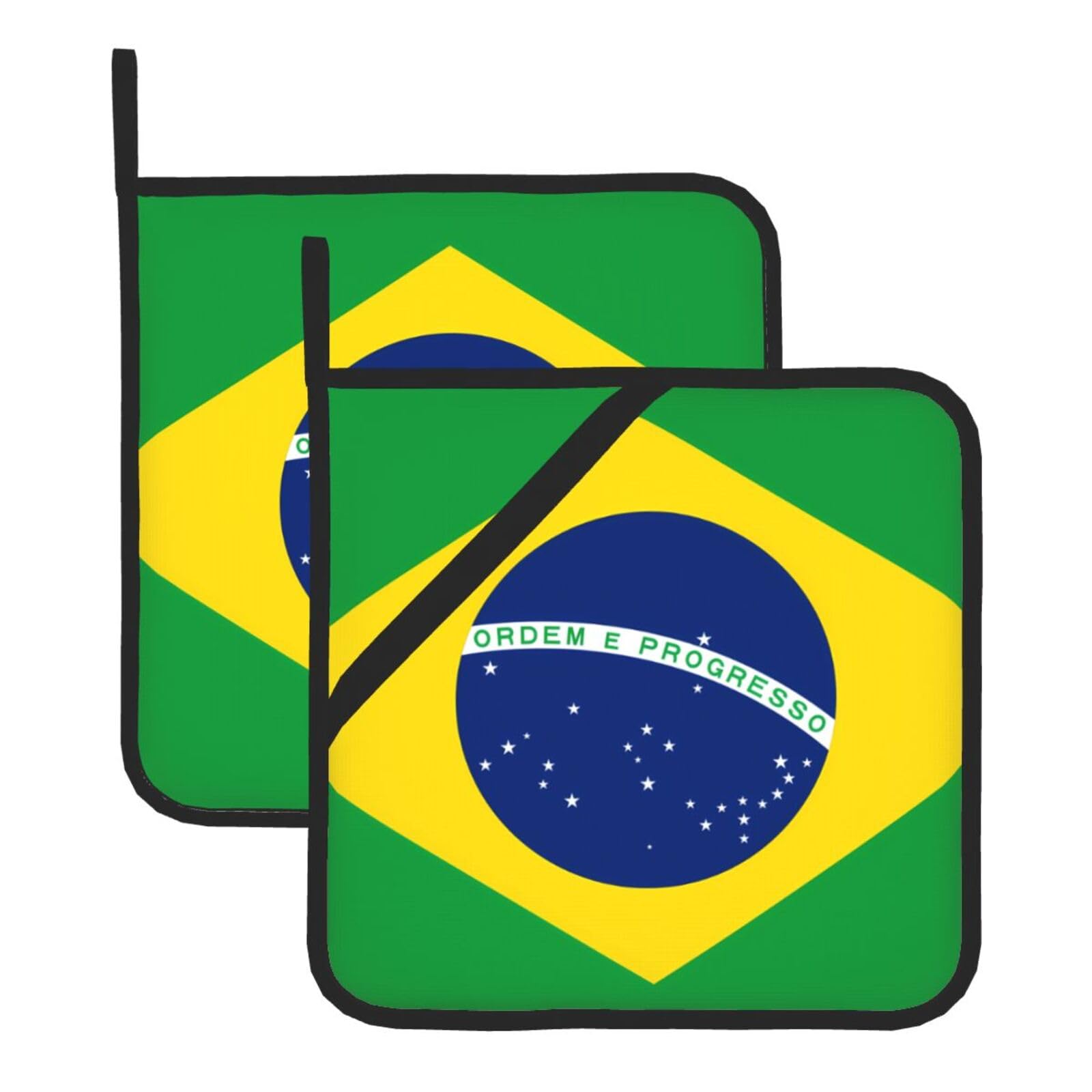 Brazilian flag Square Heat Resistant Trivet Set Thick and Durable for Baking Barbecue Cookware Oven