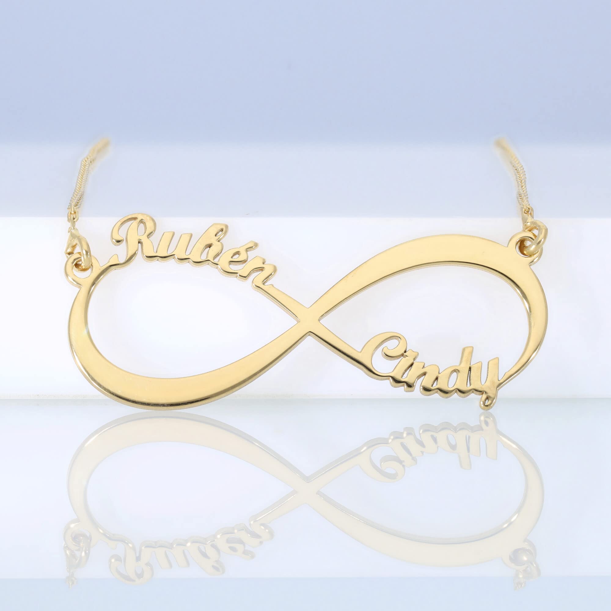Collar Infinito con Nombres - Colgante Infinito en Plata de Ley Personalizado con Nombres Familia - Gargantilla para regalar - Regalo Día Madre, de los Enamorados