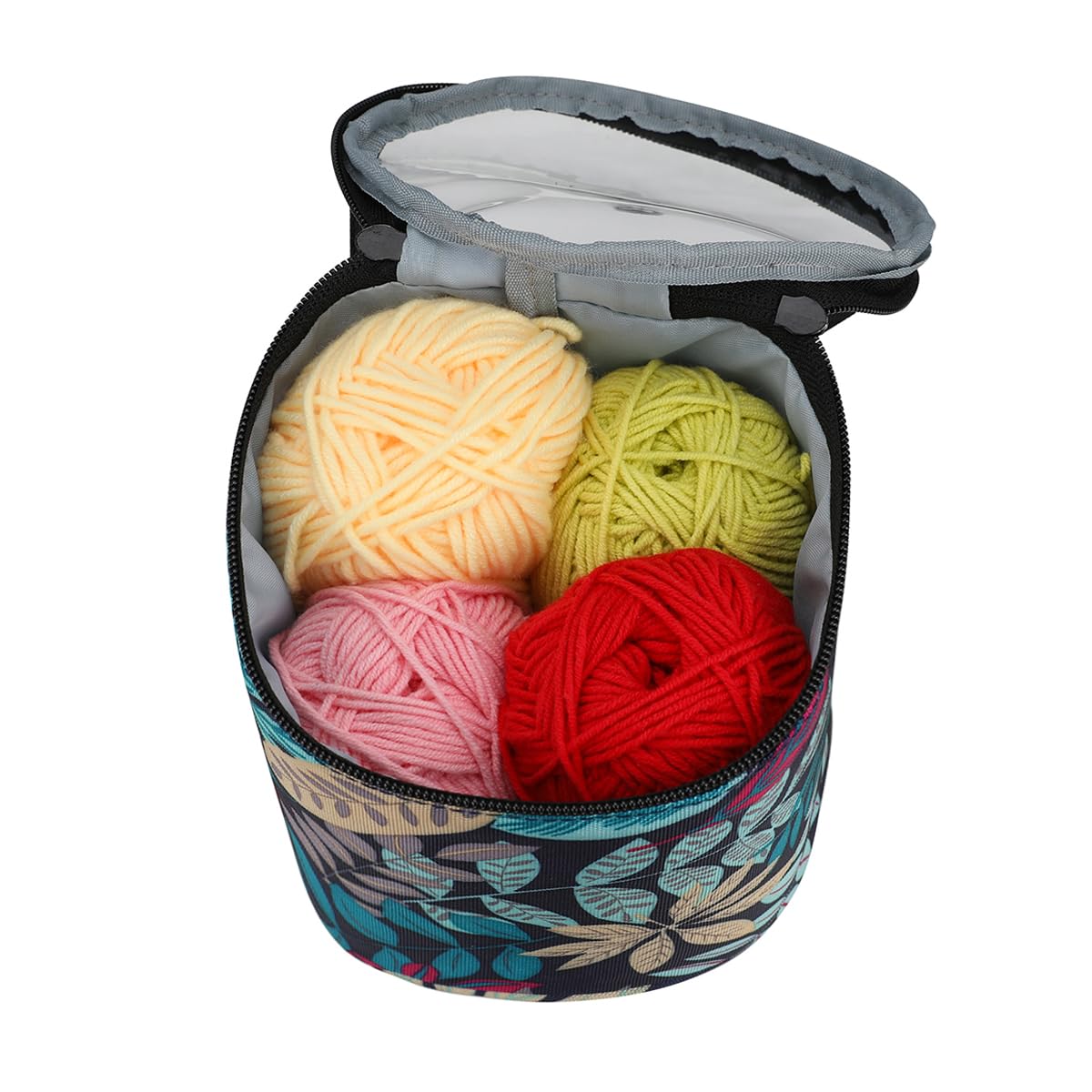 Mini bolsa de almacenamiento de hilo de tamaño pequeño para ganchillo con agujeros, bolsas de punto redondas vacías, soporte de hilo portátil, perfecto para viajes, principiantes y ganchillo