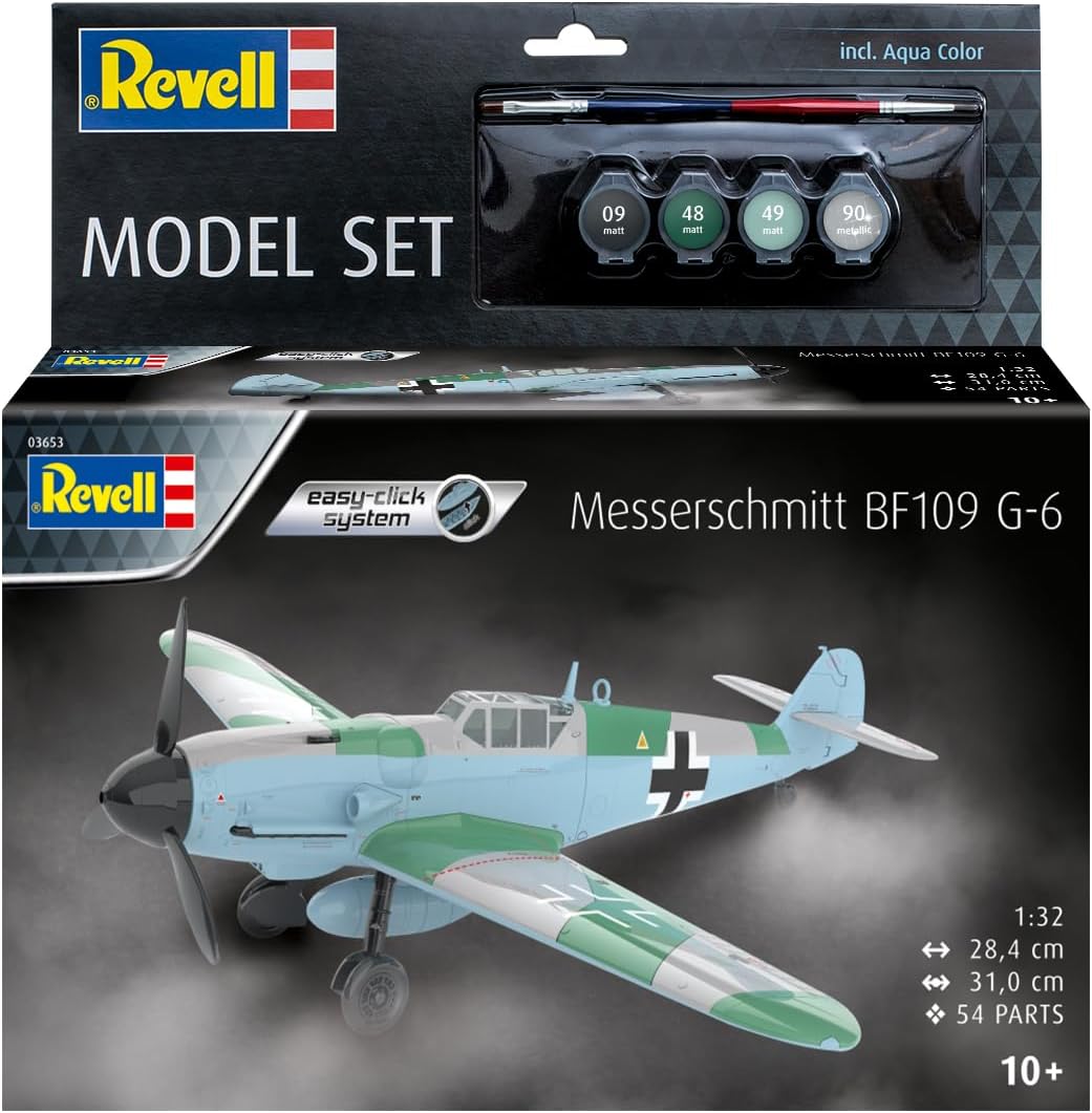 Revell RV63653 1:48-Messerschmitt Bf109G-6 (Easy-Click), Unpainted