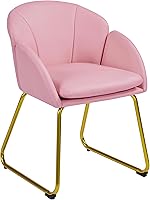 Vista 15 de Yaheetech - Silla de terciopelo moderna con forma de flor, silla de tocador para maquillaje con patas de metal dorado para sala de estar/habitación