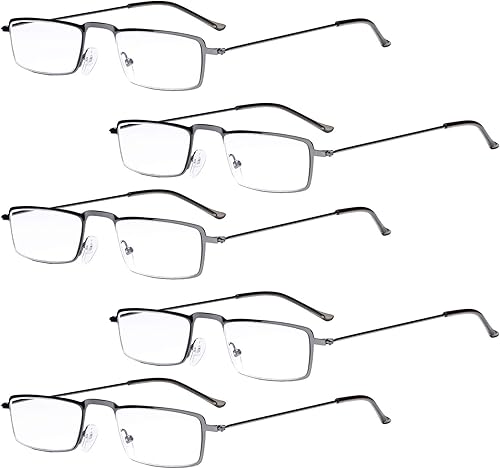 Miniatura 7 de Eyekepper Paquete de 5 lentes de lectura rectos y delgados con marco de metal con sello de medio ojo