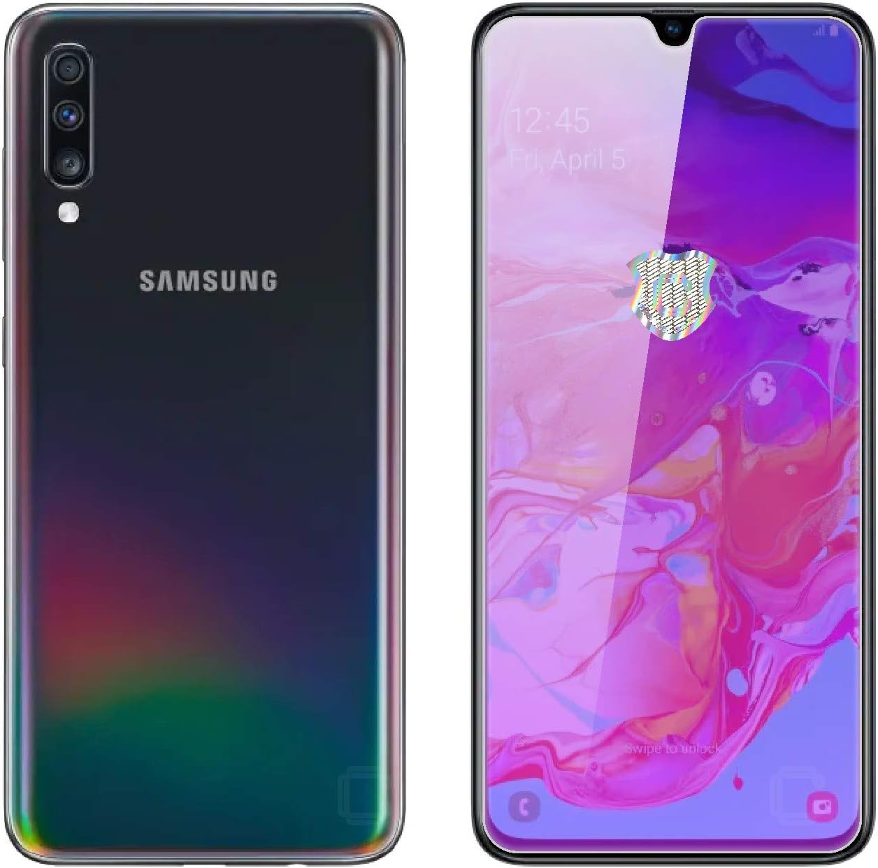 Case Creation Anti-Blue Light Ray Eye Protect Advanced Filter 3D Touch Mirror Tempered Glass Screen Protector for Samsung Galaxy A70 2019 (Mirror Blue)