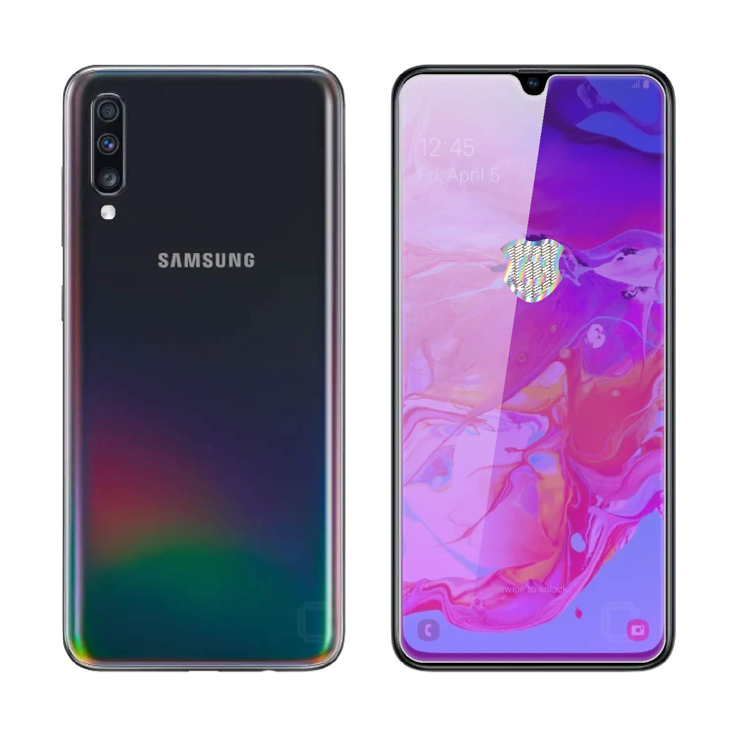 Case Creation Anti-Blue Light Ray Eye Protect Advanced Filter 3D Touch Mirror Tempered Glass Screen Protector for Samsung Galaxy A70 2019 (Mirror Blue)