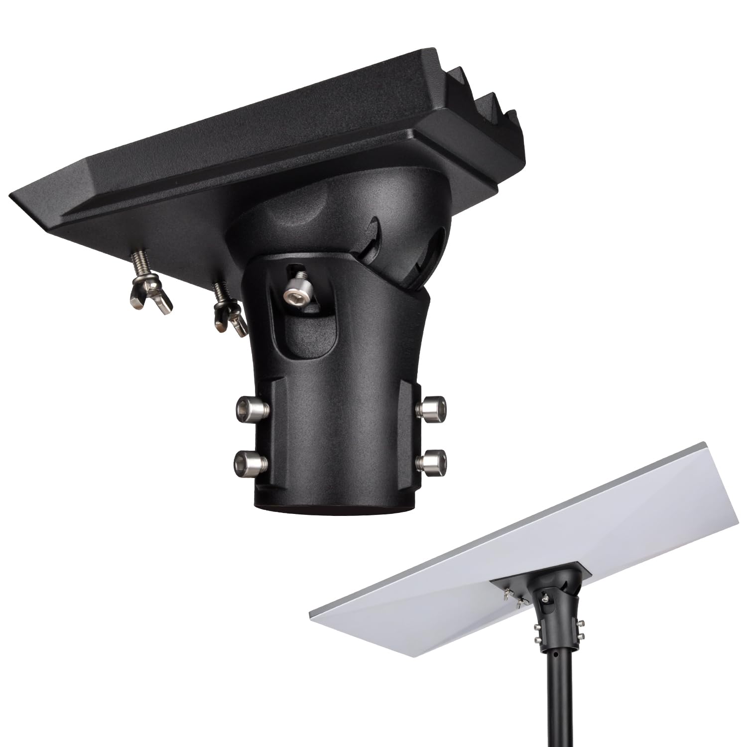 PowGrow Pipe Adapter for Starlink Gen 3, Adjustable Pole Mount Adapter for Starlink Standard Dish V3, Aluminum Alloy, Black