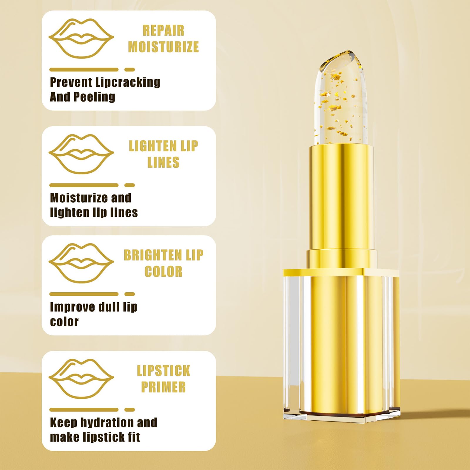 3 pièces Crystal Flower Jelly Lip Stick Set, rouge à lèvres floral clair, Magic Temperature Color Changing Lip Gloss Long Lasting Clear Nourishing Hydratant Baume à lèvres (# 1 + # 2 + # 3)